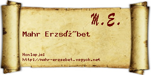 Mahr Erzsébet névjegykártya